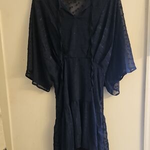 Umgee Navy Polka Dot Sheer Dress